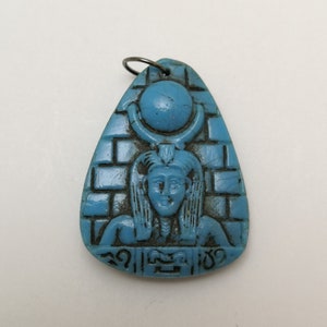 Vintage Art Deco Max Neiger Style Pendant: Czech Glass Egyptian Revival Double Sided