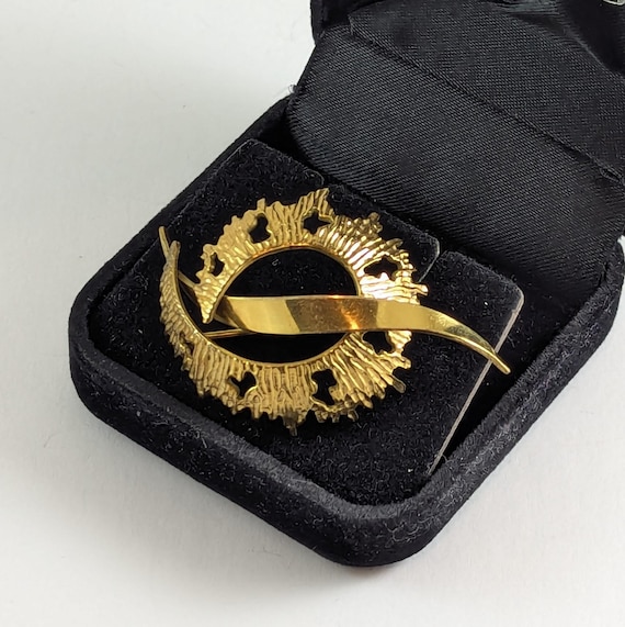 Vintage Andreas Daub Rolled Gold Brooch Pin: Textured Brutalist Design Signed A*D