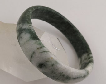 Vintage groen witte nefriet Jade Bangle armband binnendiameter 69 mm