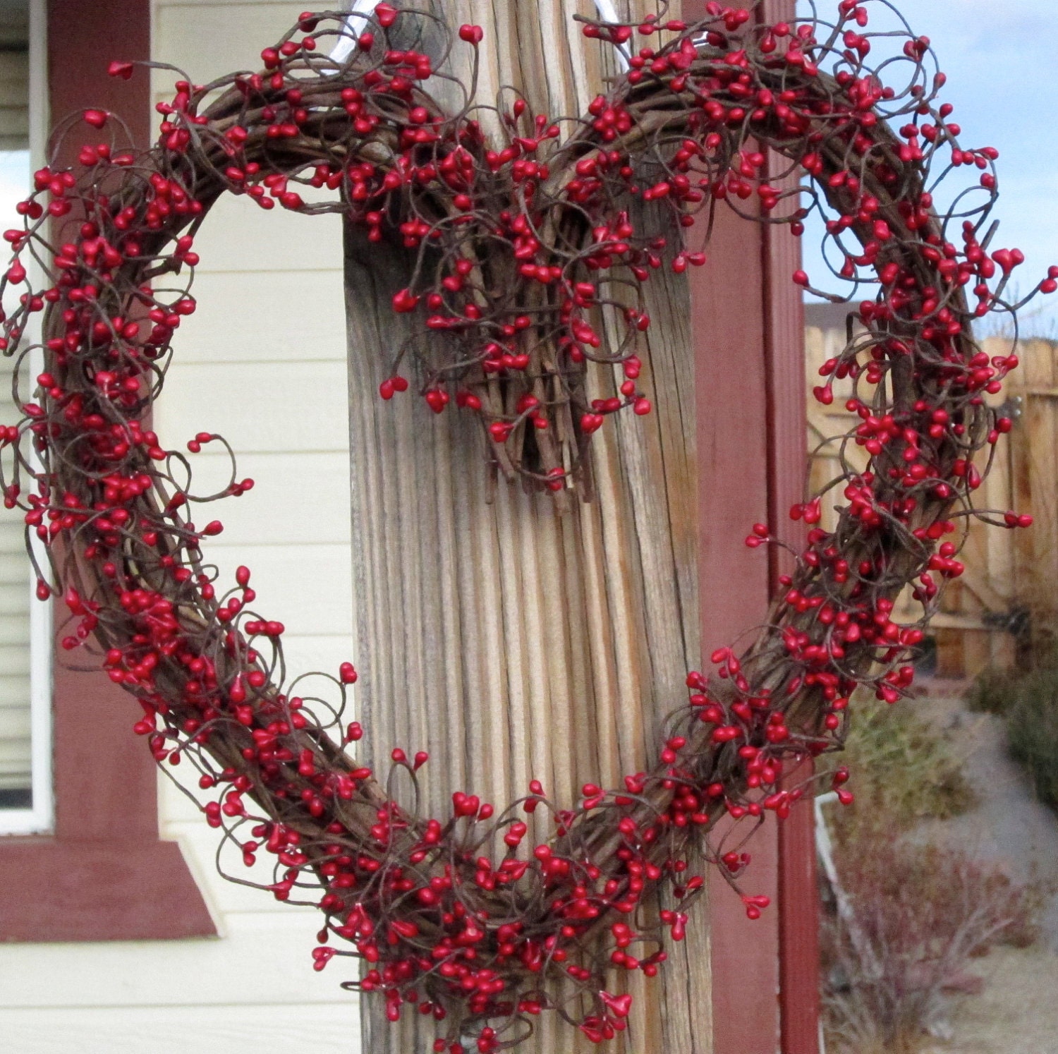 Valentine's day heart wreath tutorial |life on lakeshore drive Heart Shaped Wreath Red berry wreath Valentines Day door | Etsy