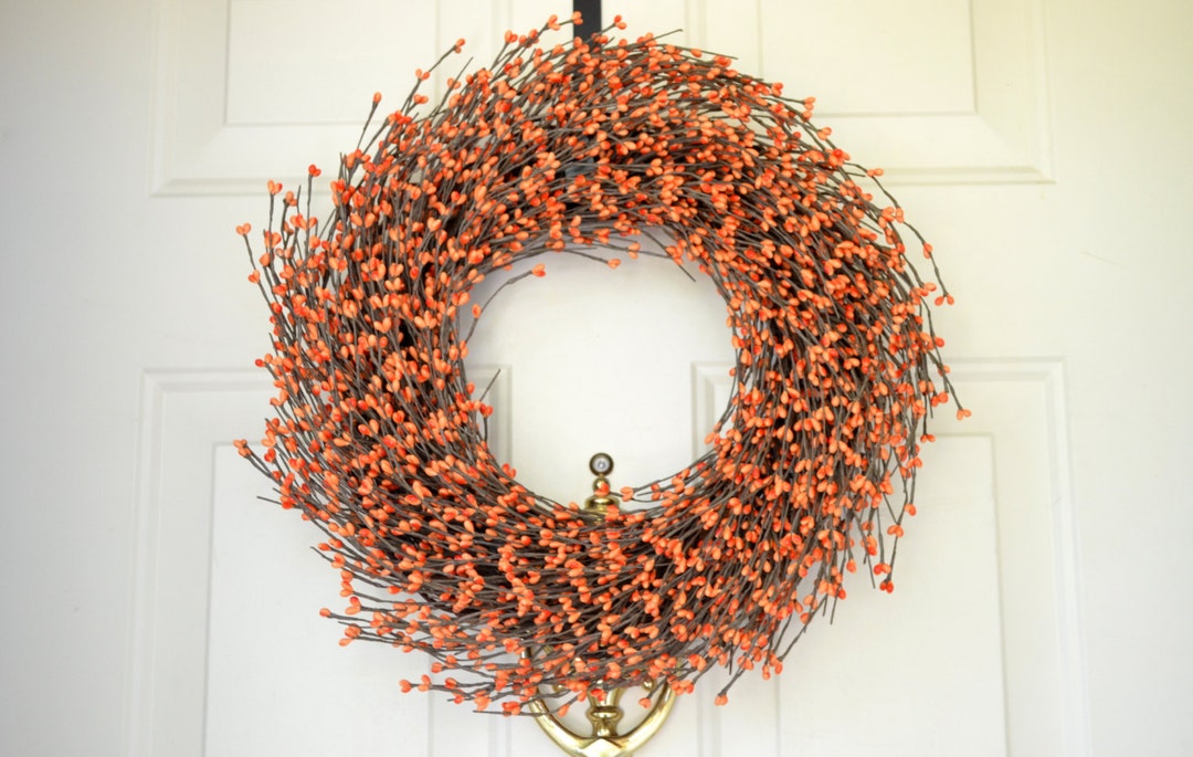 Orange Pip Berry Wreath for Fall Fall Wreath Orange Pip Berries Autumn ...