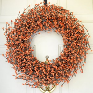 Orange Pip Berry Wreath for Fall  Fall wreath  Orange pip berries Autumn door decor Thanksgiving door decor