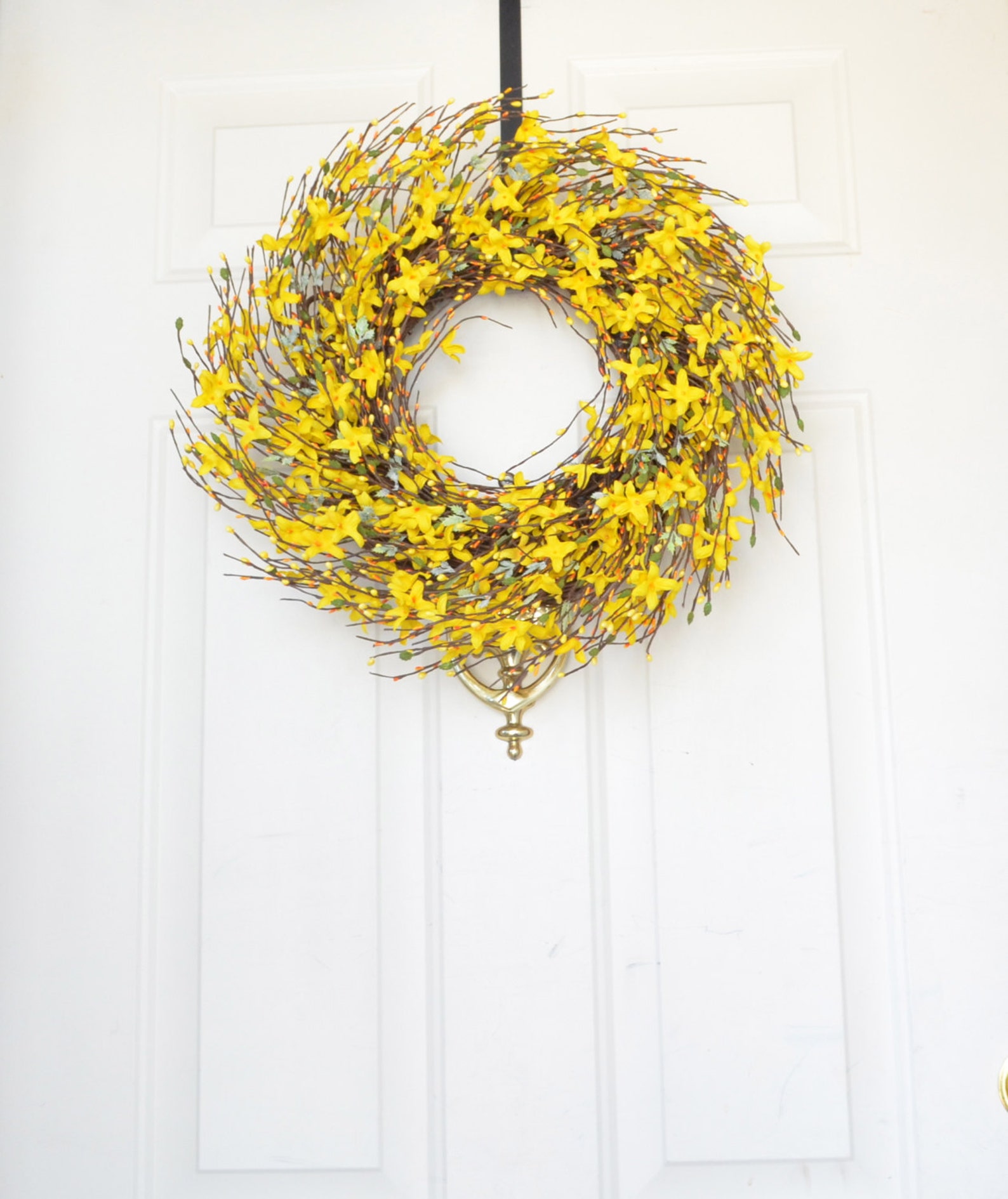Yellow Silk Flower Forsythia Wreath for Spring Front Door Etsy