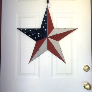 Red, White and Blue Americana Large Barn Star 24 five point Barn Star July 4th Large Barn star Patriotic decor image 3