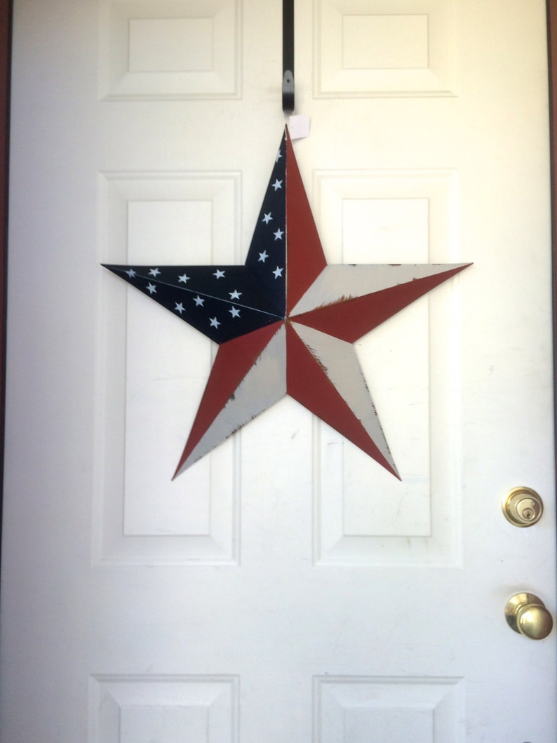 Red, White and Blue Americana Large Barn Star 24 five point Barn Star July 4th Large Barn star Patriotic decor image 3