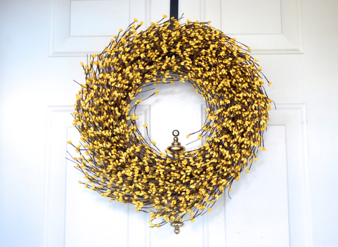 Yellow Berry Wreath Spring Summer Wreath Easter Wreath Front Etsy
