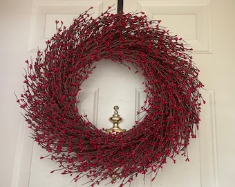 Red Burgundy Berry wreath - Christmas wreath - Front door decor - Holiday wreath