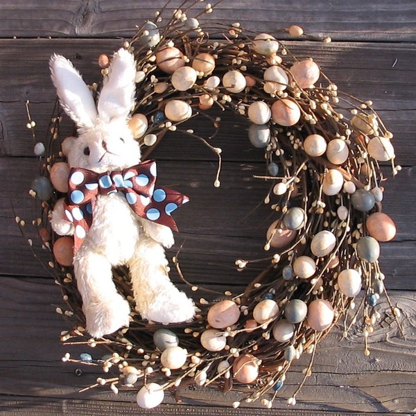 Easter Egg Wreath with vintage bunny