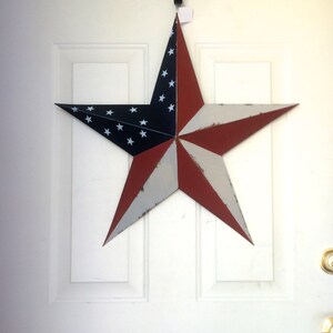 Red, White and Blue Americana Large Barn Star 24 five point Barn Star July 4th Large Barn star Patriotic decor image 2