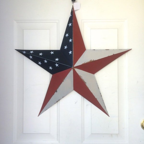 Red, White and Blue Americana Large Barn Star - 24" five point Barn Star - July 4th - Large Barn star  - Patriotic decor