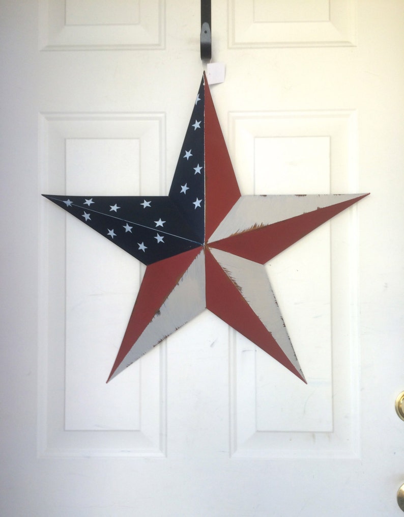 Red, White and Blue Americana Large Barn Star 24 five point Barn Star July 4th Large Barn star Patriotic decor image 1
