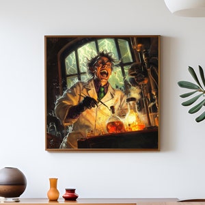 Mad Scientist Printed Poster, Laboratory Wall Art, Science