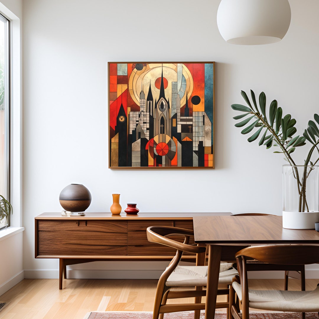 Art Deco Skyline Poster, Retro Vertical Wall Art Print, Cityscape Home ...