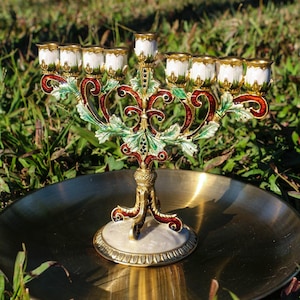 Pomegranate Tree Menorah | Hanukkah Jewish Candle Holder | 9-Branched Candelabra for Jewish Home Decor | Hanukkah Celebrations Gift