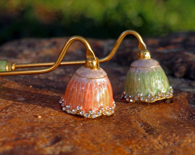 Hand-Painted Enamel Candle Snuffer: French Country Floral Bell with Crystal Trim