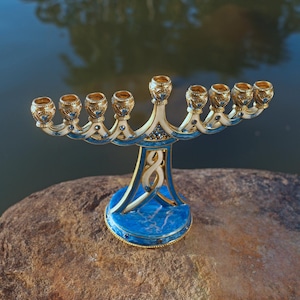 Minimalist 9-Branched Candelabra | Jewish Wedding Decor | Hanukkah Candle Holder | Judaica Gift for Jewish Weddings