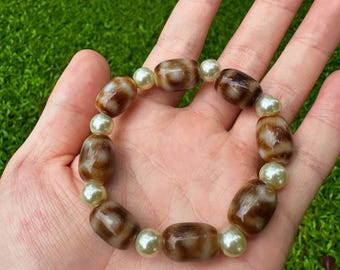 Bracelet en perles Dzi fait main : coffret cadeau de bijoux de guérison chinois