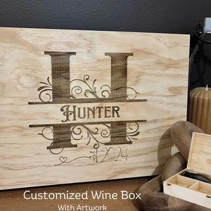 Personalized Engraved Wine Box | Laser Engraved | Custom Design Available | Hurt&#39;s Homemade