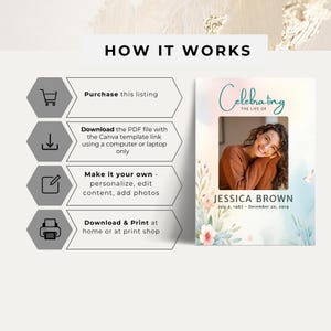 Spring Sky Funeral Program Template Editable Canva Memorial Program ...