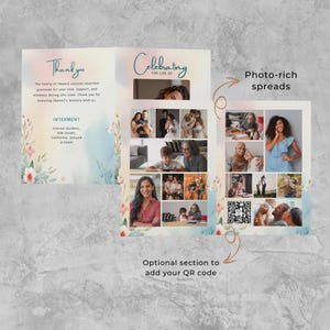 Spring Sky Funeral Program Template Editable Canva Memorial Program ...