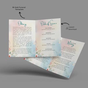 Spring Sky Funeral Program Template Editable Canva Memorial Program ...
