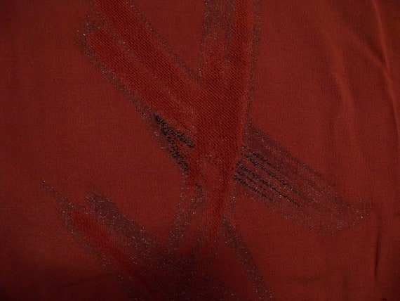 Vintage kimono S2751, brick red silk - image 1