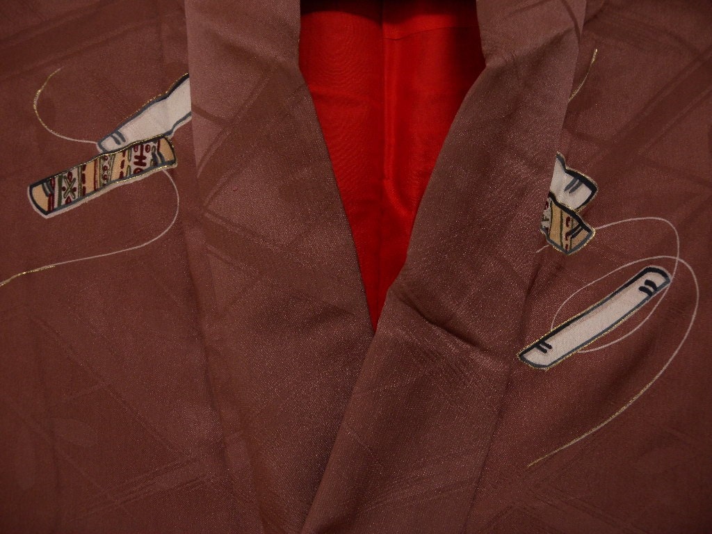 Vintage Kimono L 1272b, Azuki - Etsy