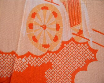 Vintage Nagajuban S2272, orange colored silk