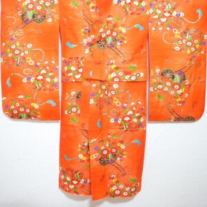 Vintage kimono S553, for girls, orange image 2