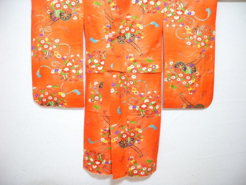 Vintage kimono S553, for girls, orange image 2