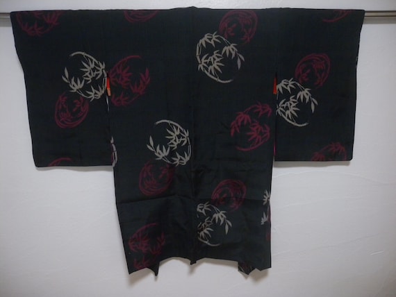 Vintage haori  S2813, black colored silk - image 5