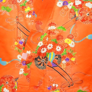 Vintage kimono LS 553, for girls, orange