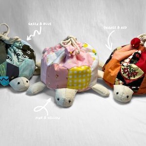 Handsewn Turtle-Themed Drawstring Bags
