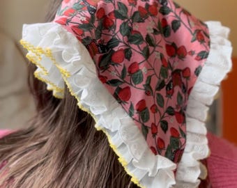 Handmade Strawberry Bandana: Coquette accessory