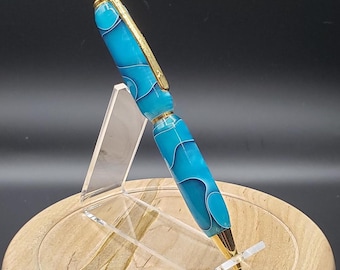 Slimline Mechanical Pencil with Blue Caribbean Swirl Acrylic