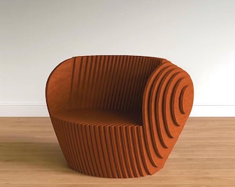 Parametric Armchair | Layered Plywood Lounge Chair | CNC File for 15mm Plywood | Slot Assembly | Modern Furniture Design