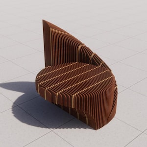 Fotel wypoczynkowy parametryczny – projekt CNC, sklejka 10 mm, nowoczesne meble drewniane, plik cyfrowy