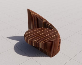 Parametric Lounge Chair – CNC Design, 10mm Plywood, Modern Wooden Furniture, Digital File