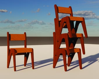 CNC-Schnittdatei für Stühle — Version für Kinderstuhl und Erwachsenenversion