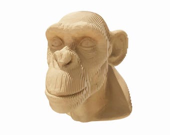 Parametric Monkey Head – 3mm Plywood Laser Cut Sculpture | DIY Layered Wood Art Template
