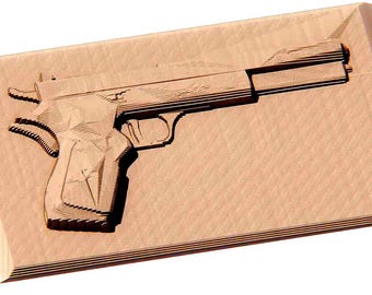 Parametric Gun Wall Art – 600x400mm Layered Panel | 3mm Plywood CNC Design