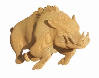 Arkansas Razorback laser cut file – 3mm plywood layered boar – 50cm diy wood sculpture – SVG DXF PDF Digital Download
