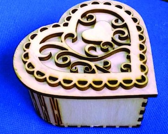 Heart Gift Box – Laser Cut Template for 3mm Plywood | cnc svg dxf