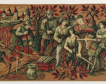 Middeleeuws wandtapijt van zuiver wol – Jean-Claude Bissery – gesigneerd, oplage 19/100 – Aubusson Robert Four