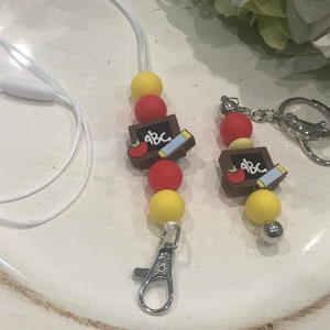 Teacher Lanyard, Beaded Lanyard,  Beaded Lanyard,  Keychain,  Badge Holder, Teacher Gift, Breakaway Lanyard