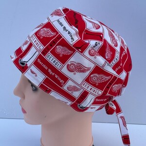 Detroit Hockey Pixie Scrub Cap - Red Wings Nurse Hat