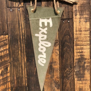 EXPLORE Canvas Pennant SCRIPT lettering image 2