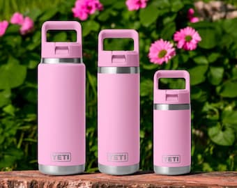 Personalized Laser Engraved YETI 26oz, 18oz, and 12oz Jr. Rambler Bottle - Power Pink - Back to School, Water bottle
