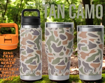 Personalized Laser Engraved YETI 30oz or 20oz Tumbler, and 26oz Rambler Bottle - Tan Camo