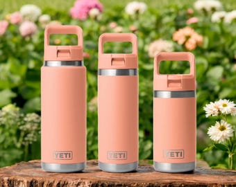 YETI - Personlig lasergraverad 26oz, 18oz och 12oz Jr. Rambler-flaska - Lowcountry Peach - Tillbaka till skolan, Vattenflaska